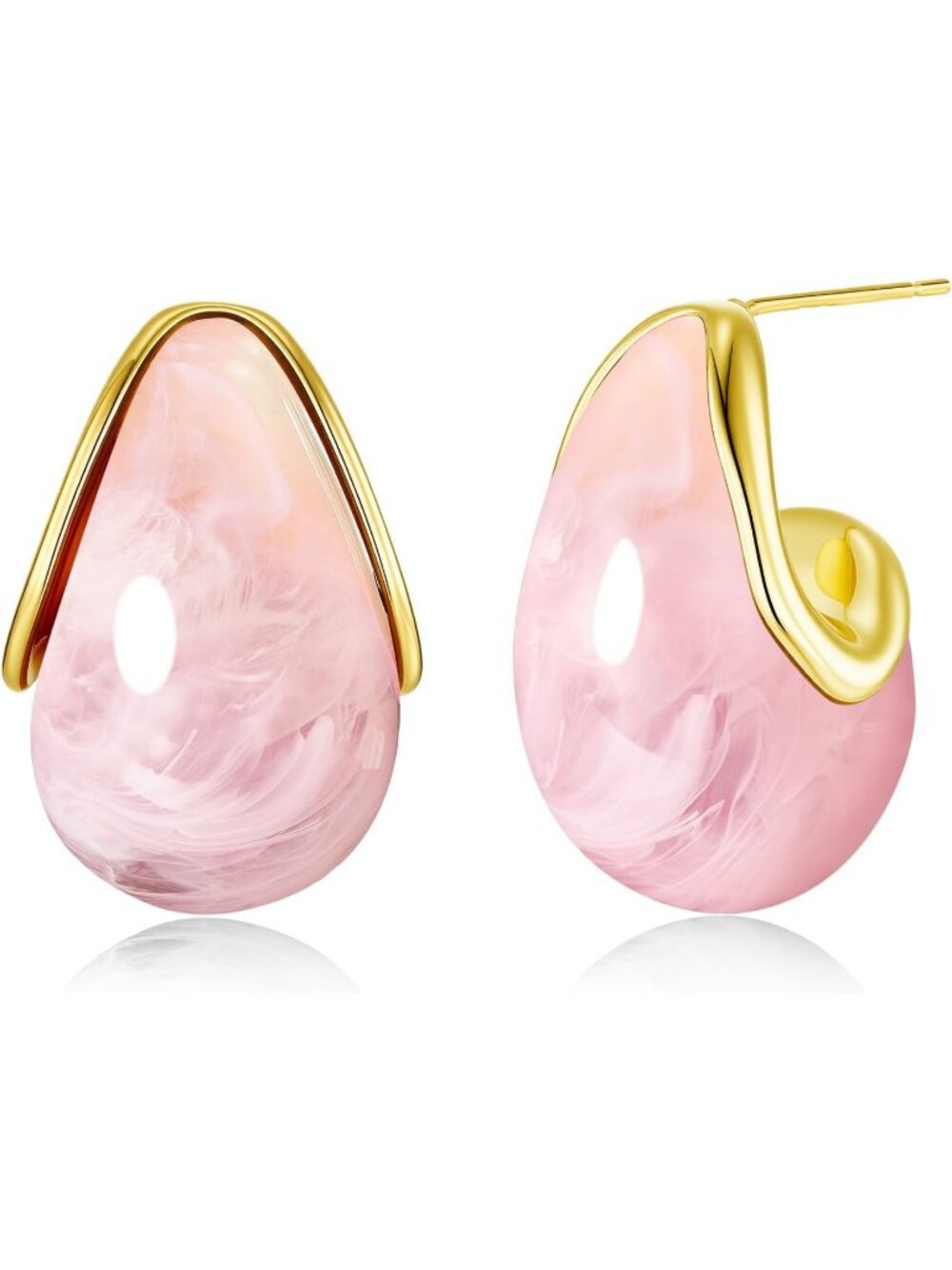 Women's Rose Oval C Shape Chunky Dangle Long Bold Drop Vintage Thick Earring